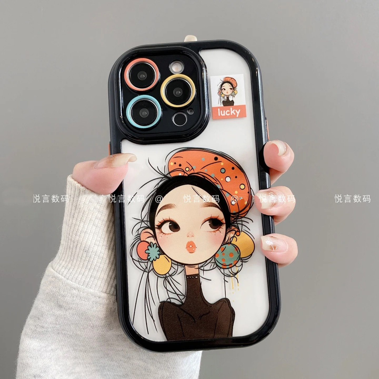 ins风小清新嘟嘴女孩适用苹果16promax手机壳新款高级感iPhone17pro网红爆款手机壳15/14/13防摔外壳保护套女