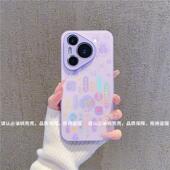 ins风紫色满屏福字顺利适用华为pura70pro手机壳新款 高级感pura80pro镭射渐变网红手机壳p60 p50防摔保护套女