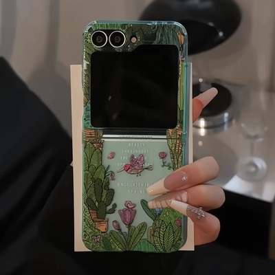 ins小清新春夏花鸟适用三星zflip6/5手机壳新款高级感网红爆款折叠屏手机壳zflip4/3硅胶外壳防摔保护套女