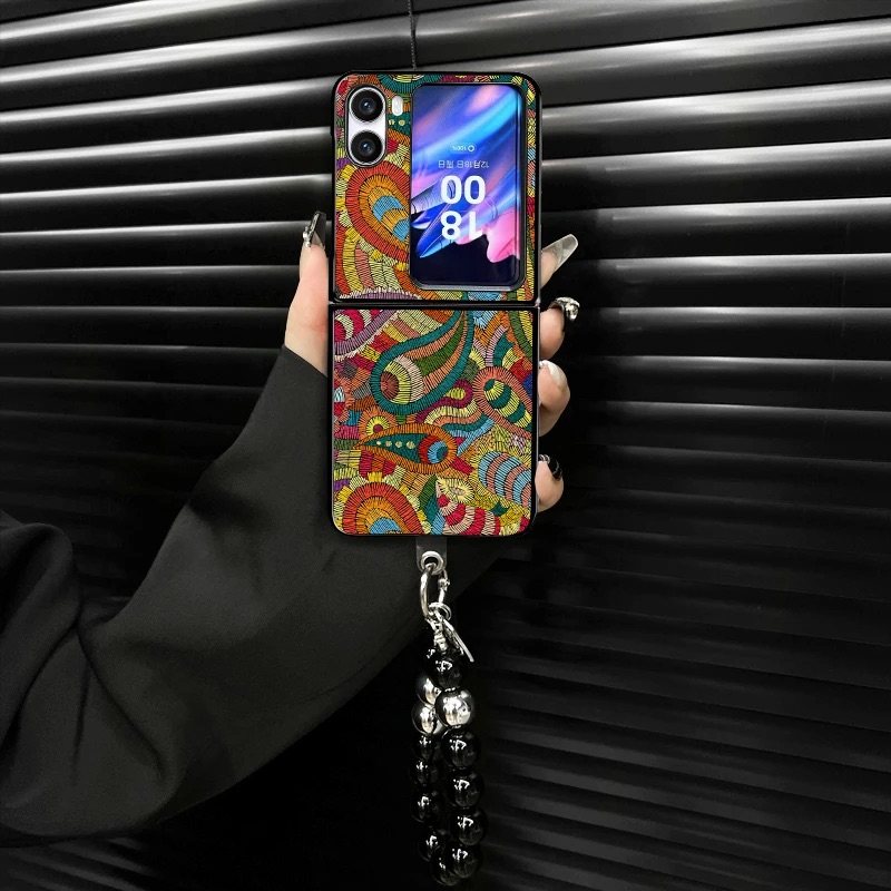 ins风炫彩凤凰羽毛图腾适用oppofindn2flip手机壳新款高级感网红折叠手机壳findn3flip硅胶外壳防摔保护套女