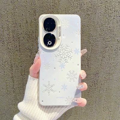 ins风冬季雪花适用荣耀90pro/80手机壳高级感个性创意荣耀100小清新手机套70pro小众潮流时尚磨砂防摔保护壳