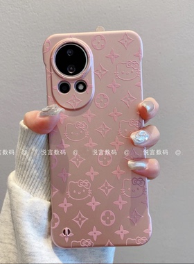ins风小清新粉色碎花凯蒂猫适用华为nova12pro手机壳高级感nova14/13无边框网红手机套12/11/10防摔保护套女