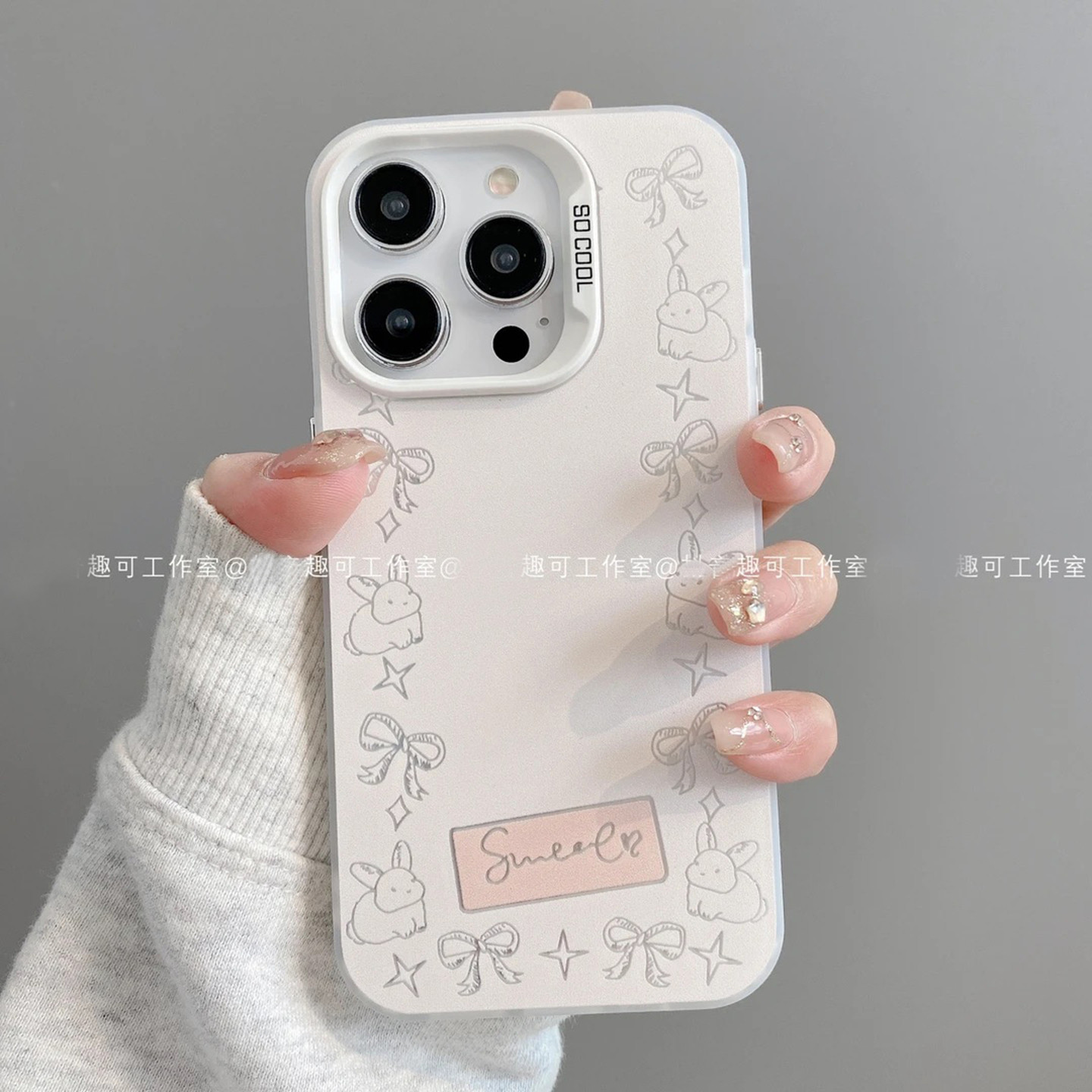 ins风小清新蝴蝶结兔子适用苹果16promax手机壳新款高级感iPhone15/14网红爆款手机壳13/12/11防摔外壳保护套