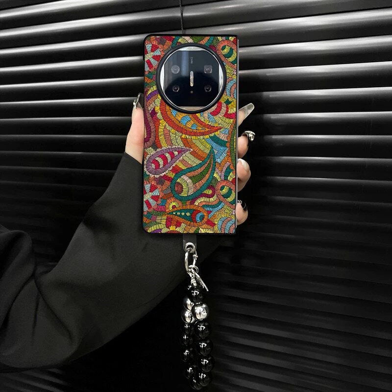 ins炫彩凤凰羽毛图腾适用华为matex3手机壳新款高级感matex6网红爆款折叠手机壳matex5防摔外壳贴皮保护套女