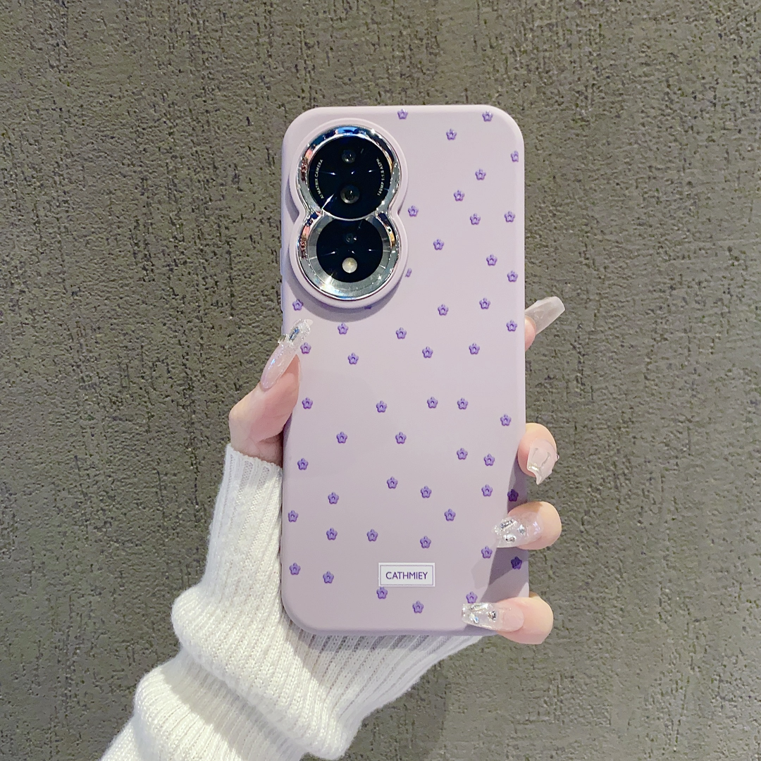 ins风温柔小清新紫色碎花适用荣耀80/90pro手机壳高级感时尚简约荣耀100pro/70硅胶手机套个性防摔保护套女