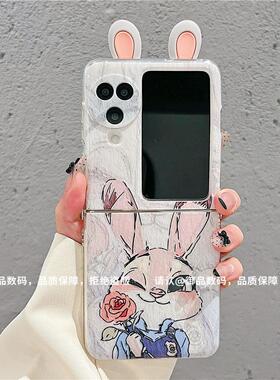 ins风小清新粉色玫瑰兔子适用oppofindn3flip手机壳新款高级感网红折叠手机壳findn2flip硅胶外壳防摔保护套