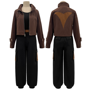 控想派系罗小黑战记师姐鹿野咖色工装鹿野COS服角色扮演服