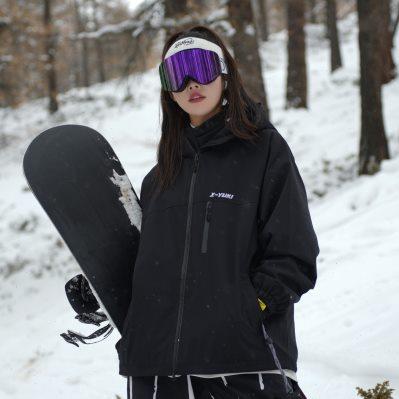 XYUKI新款24款黑色套装滑雪服条纹滑雪裤单双板男女同款防风防水