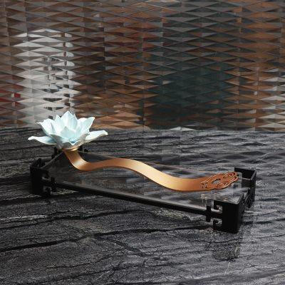 新中式创意如意莲花样板间玄关桌面工艺品家居客厅书房装饰品摆件