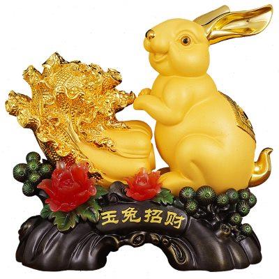 玉兔送福兔子摆件新年生肖兔白菜客厅电视柜新店开业乔迁新居礼品