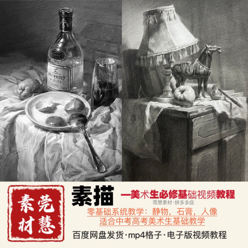 曾Y熹素描247节视频+资料素材零基础入门抖音同款百度网盘发货