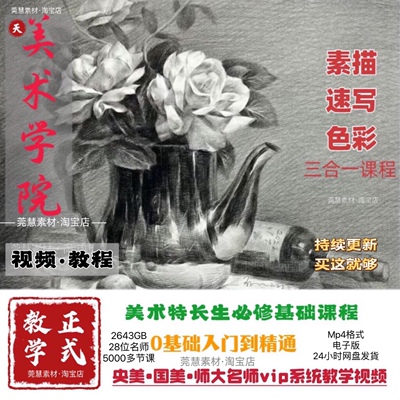 素描速写色彩视频教程美术生中考高考零基础入门训练自学素材
