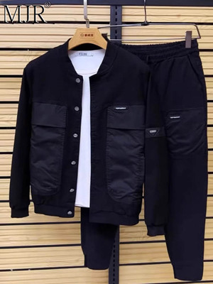 男士休闲运动套装牛仔夹克2025春、秋、冬新款男装全套时尚