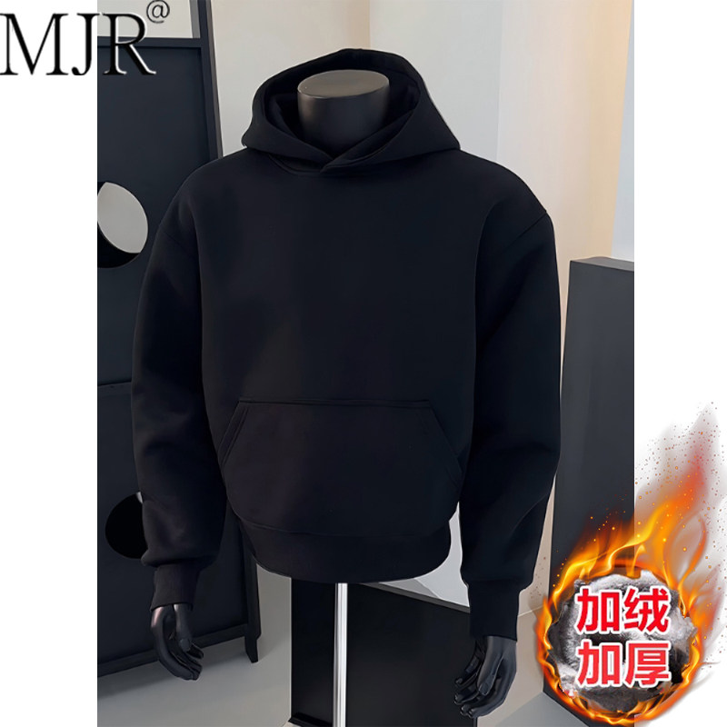 高级感美式重磅连帽卫衣男款外套2026年冬季新款加厚保暖男装内搭
