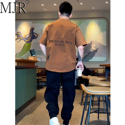 咖啡色复古短袖T恤男士夏季2025新款男装设计感圆领上衣男款半袖