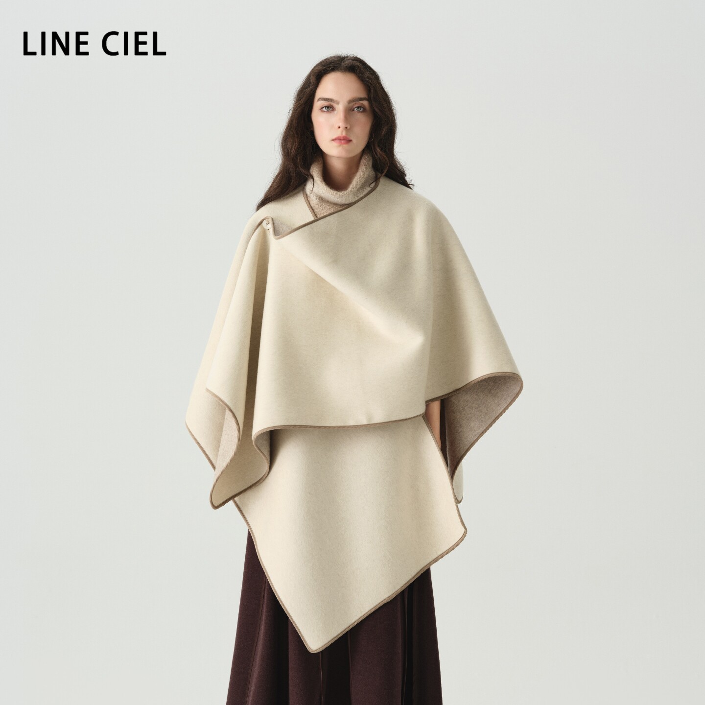 LINECIEL全羊毛两穿斗篷披肩