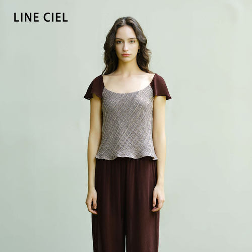 LINECIEL复古亚麻拼接短袖T恤