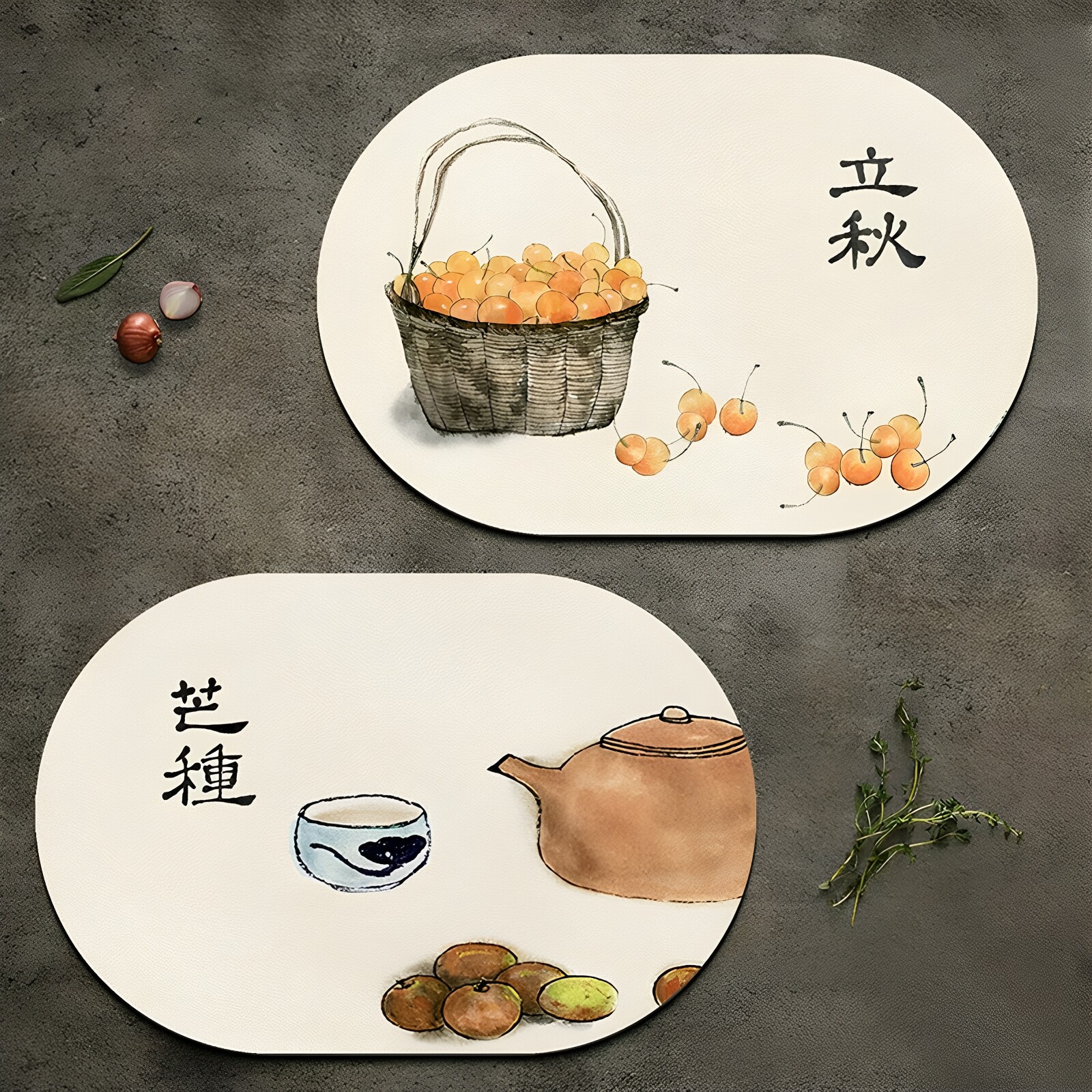 新中式24节气防水防油隔热餐垫