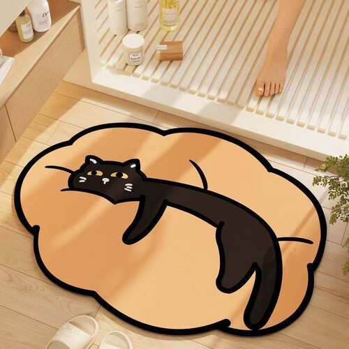 卡通猫咪硅藻泥浴室防滑速干地垫