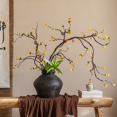 掬熙海棠果假花彷真花摆设彷生花艺装饰摆饰高级感逼真插花花束