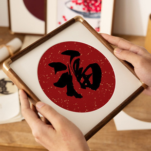 新中式照片装裱相框摆台实木铜角画框六6寸7七8八10桌面定制摆件