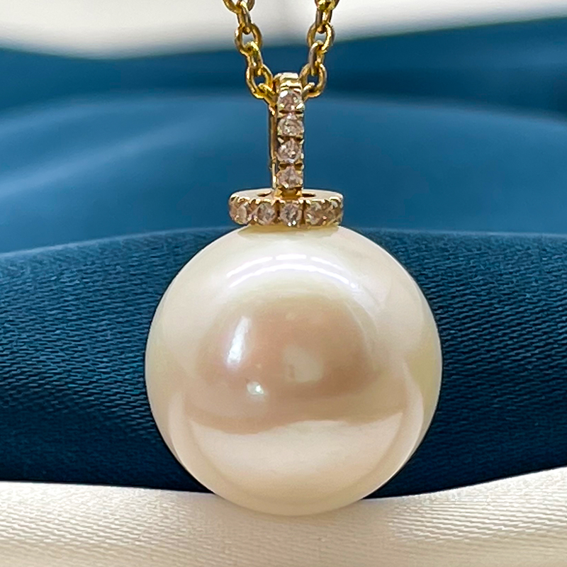 13-14mm18k金万能扣奶瓶款爱迪生淡水珍珠吊坠单颗项链坠送妈妈