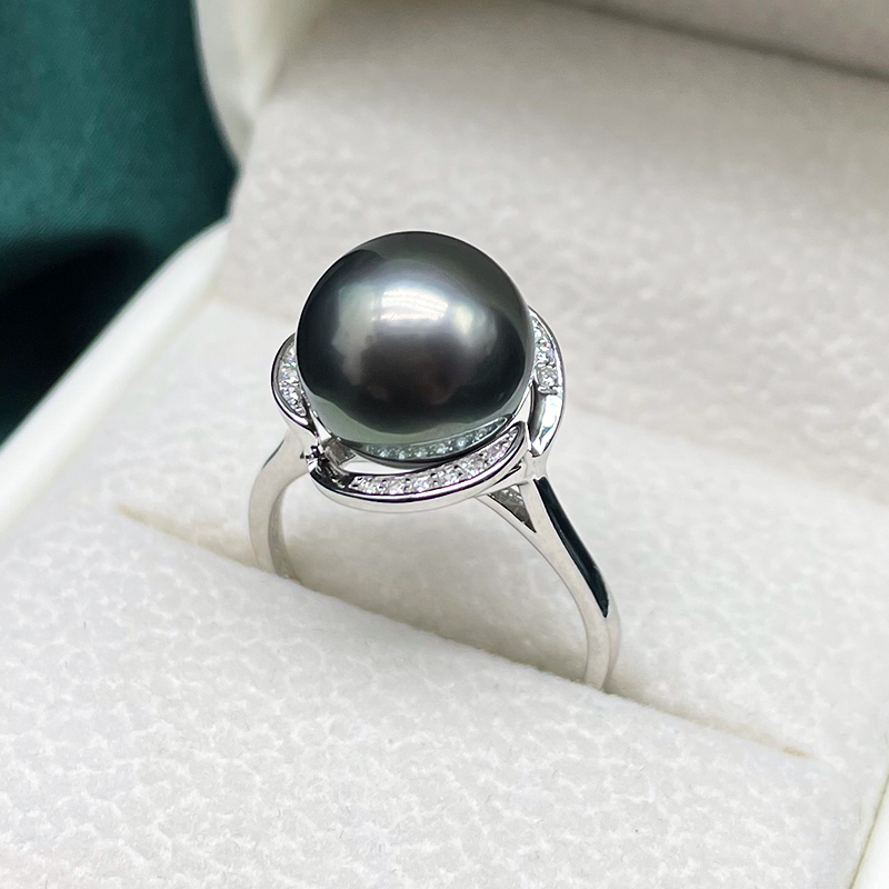 大溪地黑珍珠海水戒指好看不貴