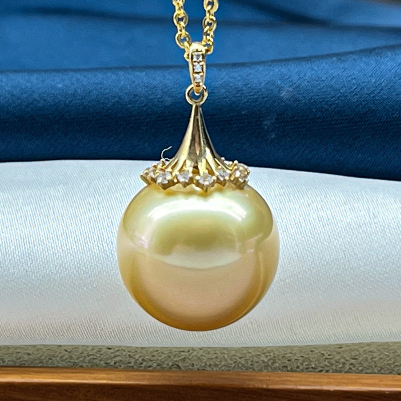 约15.1mm18k金中金色南洋金海水珍珠吊坠不含链强光梨花款经典,珠宝/钻石/翡翠,颈饰,淘宝优惠券,粉丝福利购,淘宝优惠卷