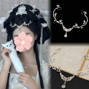 古风额饰额头链汉服藤蔓水滴瑶琴眉心发饰头饰百搭古典仙气配饰品