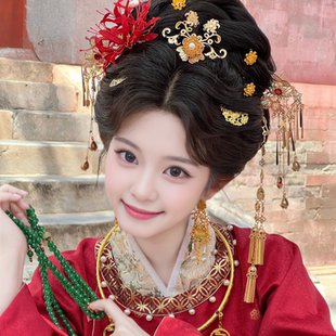 古风汉服发冠唐风点缀掩鬓头饰蝴蝶流苏步摇国风发冠明制发饰配饰