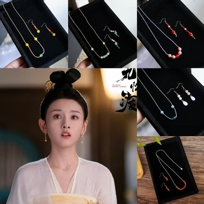 无忧渡半夏同款项链耳饰宋祖儿同款锁骨链套装古风汉服百搭短项链