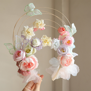 儿童花仙子发箍超仙公主风头饰花冠六一儿童节发卡花朵绢花配饰品