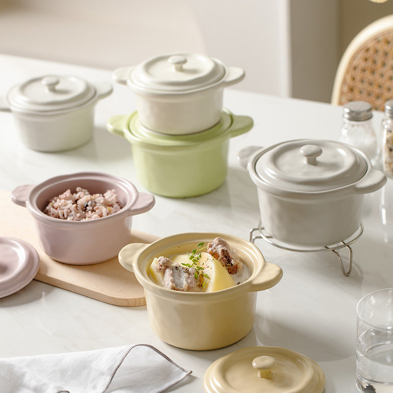 宝宝蒸蛋碗专用儿童空气炸锅专用双耳陶瓷家用炖盅带盖子烤碗蒸蛋