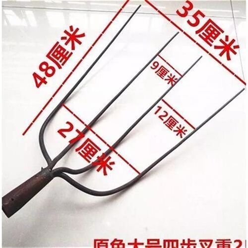 热销钢叉粪迷几加铁羊四r齿叉实心叉叉子耐子农用草叉四股全钢四