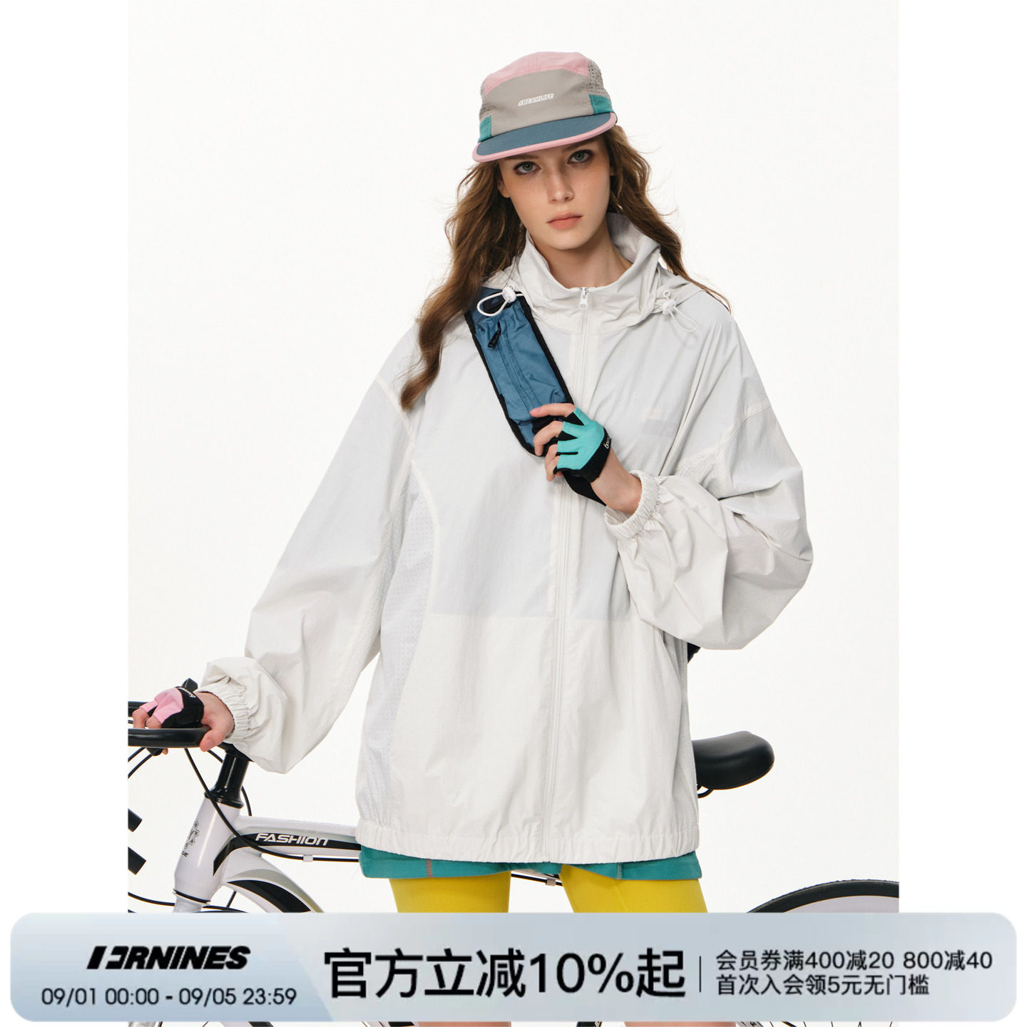 FORNINES防泼水凉感防晒衣男女夏季拼接轻薄透气户外连帽上衣外套图片