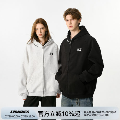 FORNINES重磅刺绣拉链连帽卫衣