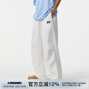 子运动褶皱伞兵裤 FORNINES美式 男女夏秋国潮白色直筒裤 裤 休闲工装