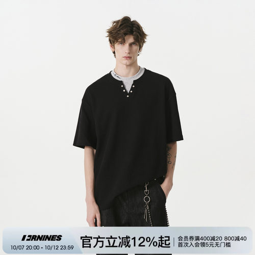 FORNINES华夫格假两件短袖T恤男女2026夏季情侣重磅纯棉半袖上衣