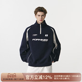FORNINES重磅400G拼接撞色半拉链立领卫衣男女春季 运动情侣上衣潮