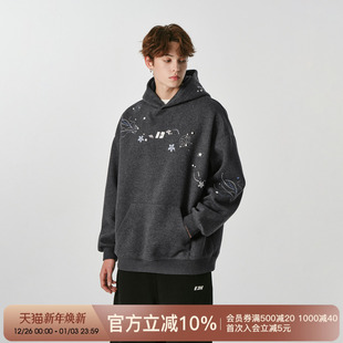 外套 刺绣情侣装 FORNINES重磅加绒钉珠连帽卫衣男女秋冬季 2025新款