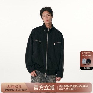 FORNINES立领麂皮绒夹克男女国潮春秋季 复古外套 情侣休闲衣服美式