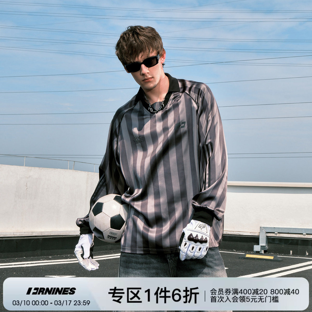 FORNINES美式blockcore条纹球衣男女潮牌春秋情侣运动足球长袖T恤