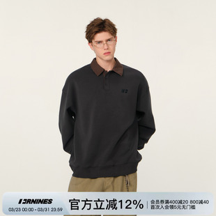 FORNINES重磅翻领假两件空气层卫衣男生国潮春秋季 情侣POLO上衣女