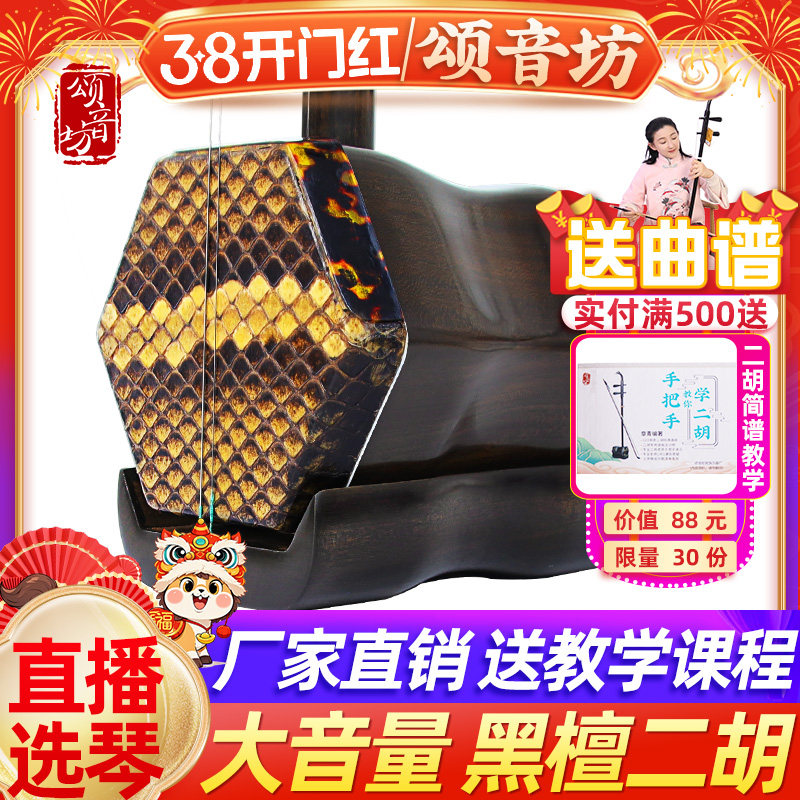 颂音坊专业黑檀二胡乐器厂直销正品考级演奏高级名牌二胡高端胡琴