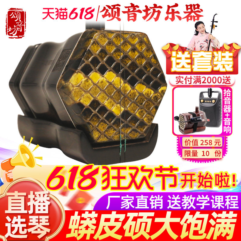 颂音坊黑檀二胡名牌乐器厂家直销演奏专业龙头大音量高级胡琴苏州