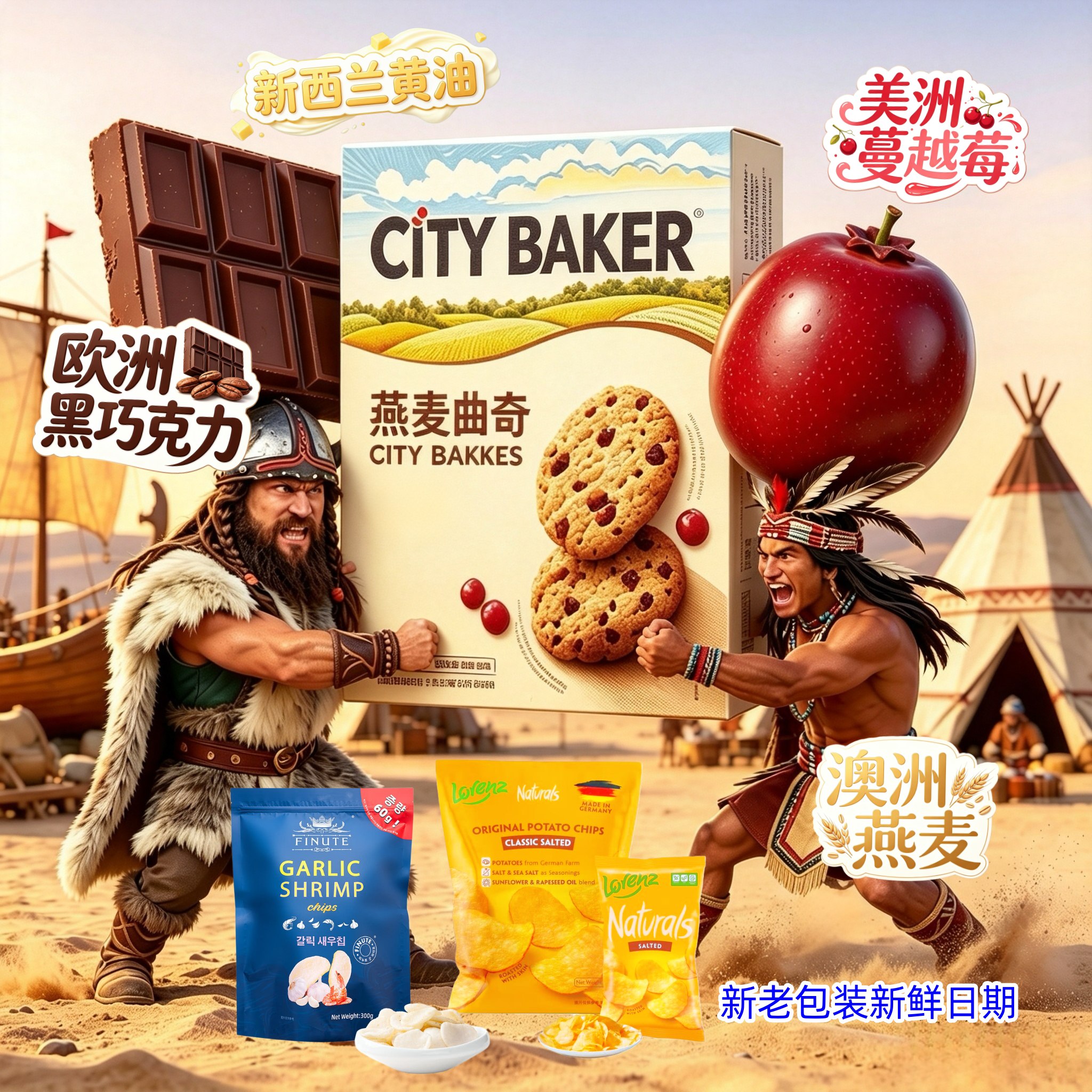 【包邮】燕麦曲奇黑巧克力蔓越莓薯片虾片代购澳洲燕麦新西兰黄油