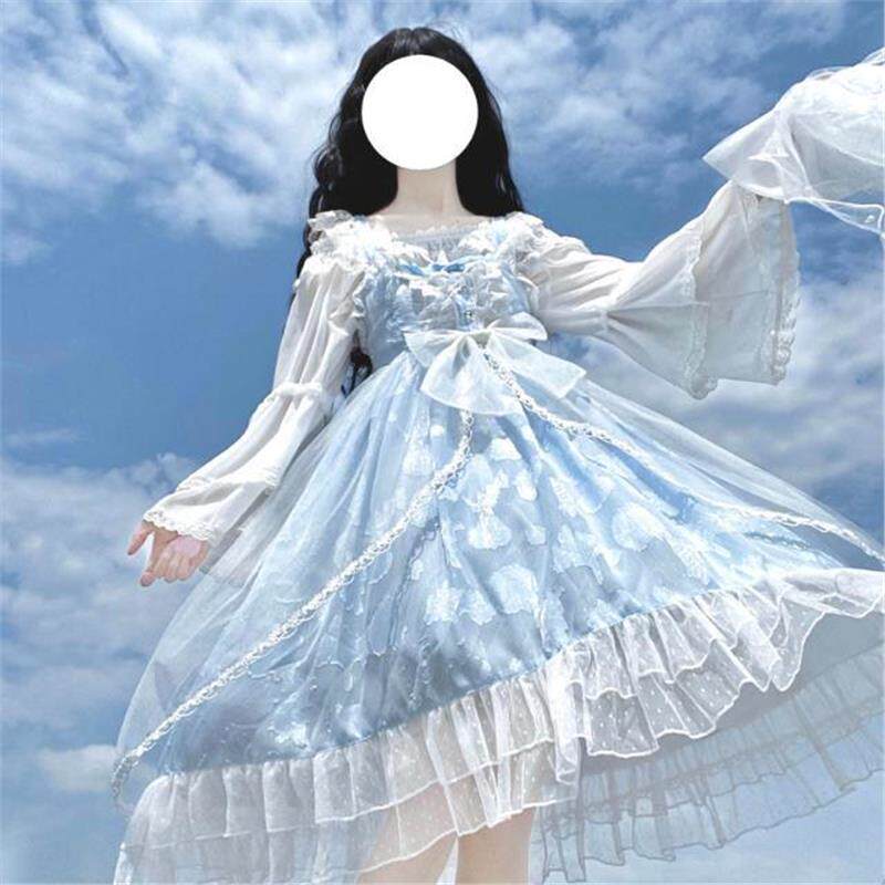日系软妹甜美可爱百搭lolita内搭雪纺姬袖上衣一字领挂脖衬衫春装