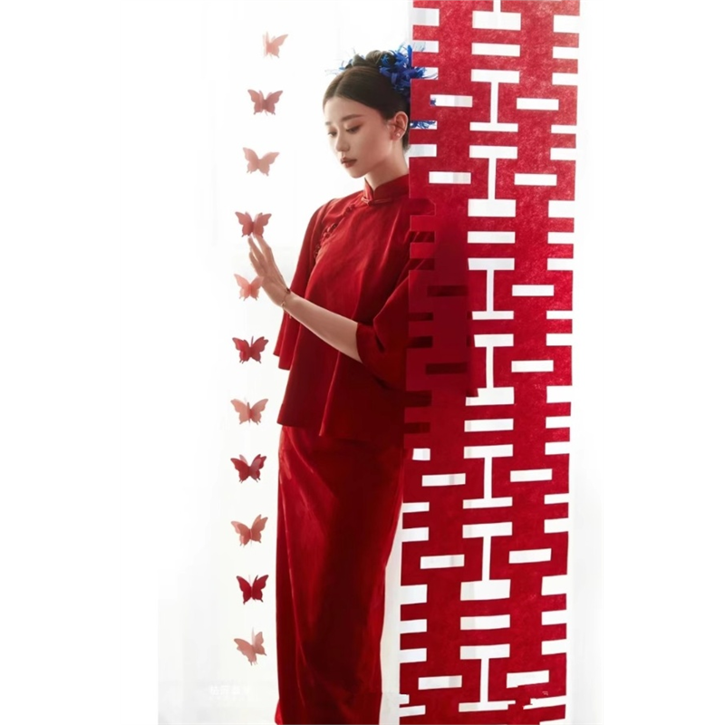 新中式婚礼晨袍女新娘高级感敬酒服结婚晨拍礼服订婚旗袍裙夏季女