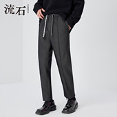 复古抽绳裤 男士 子宽松休闲长裤 流石男装 2026年新款 春季 高端九分裤