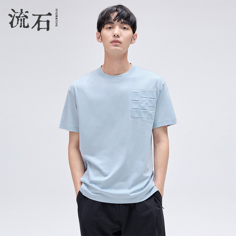 RS流石男装凉感个性天丝短袖T恤图片